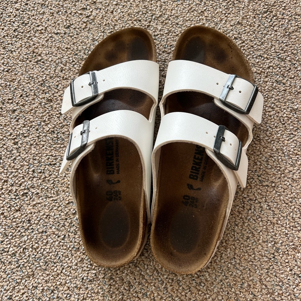 White Arizona Birkenstock Sandals